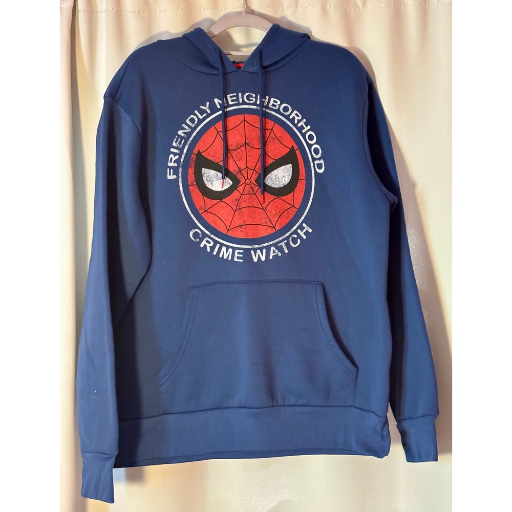 Marvel Spider-Man Friendly Neighborhood Crime Watch Hoodie Blue Mens Medium